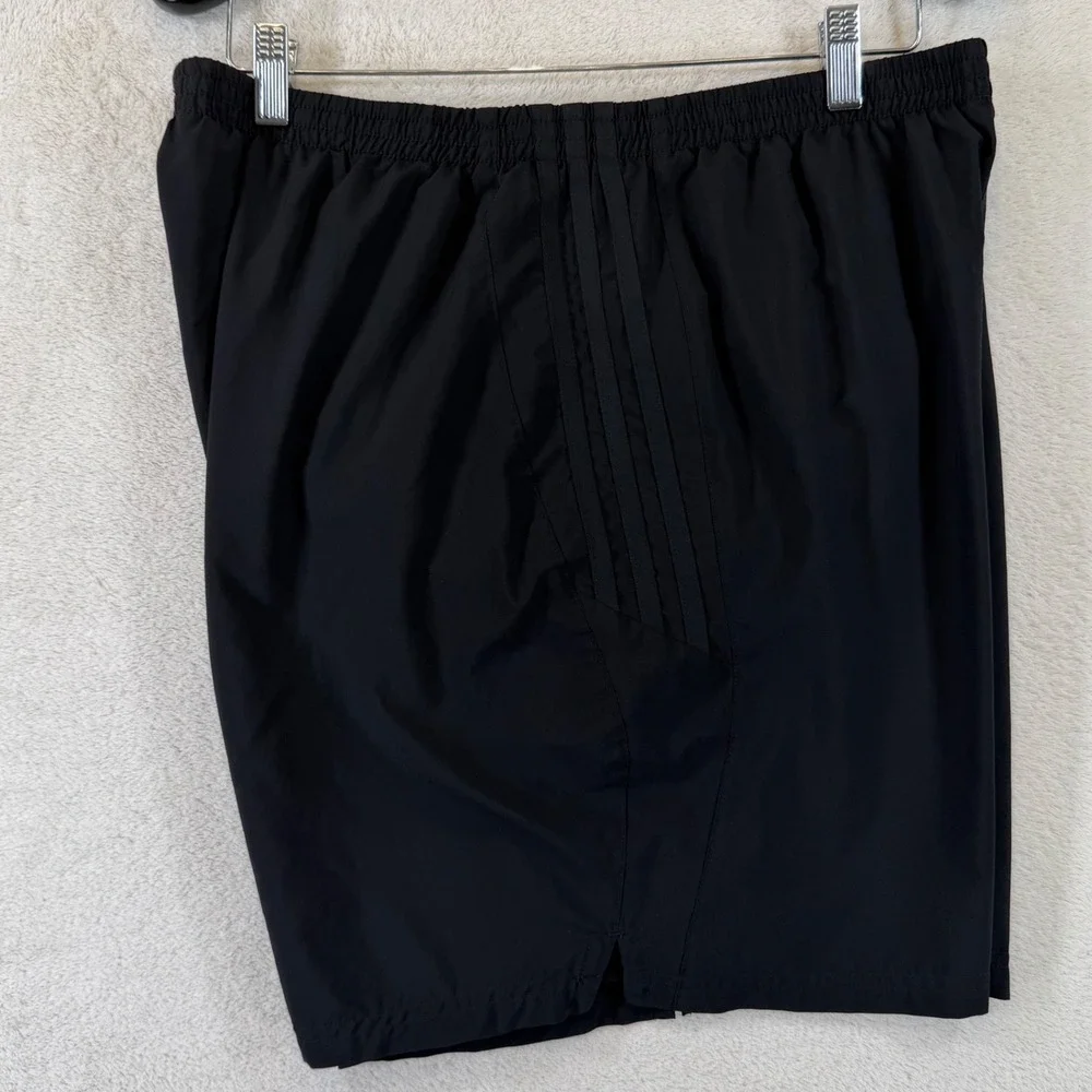 Adidas Mens Running Shorts Black on Black 3-Stripe Mesh Liner XL V11605